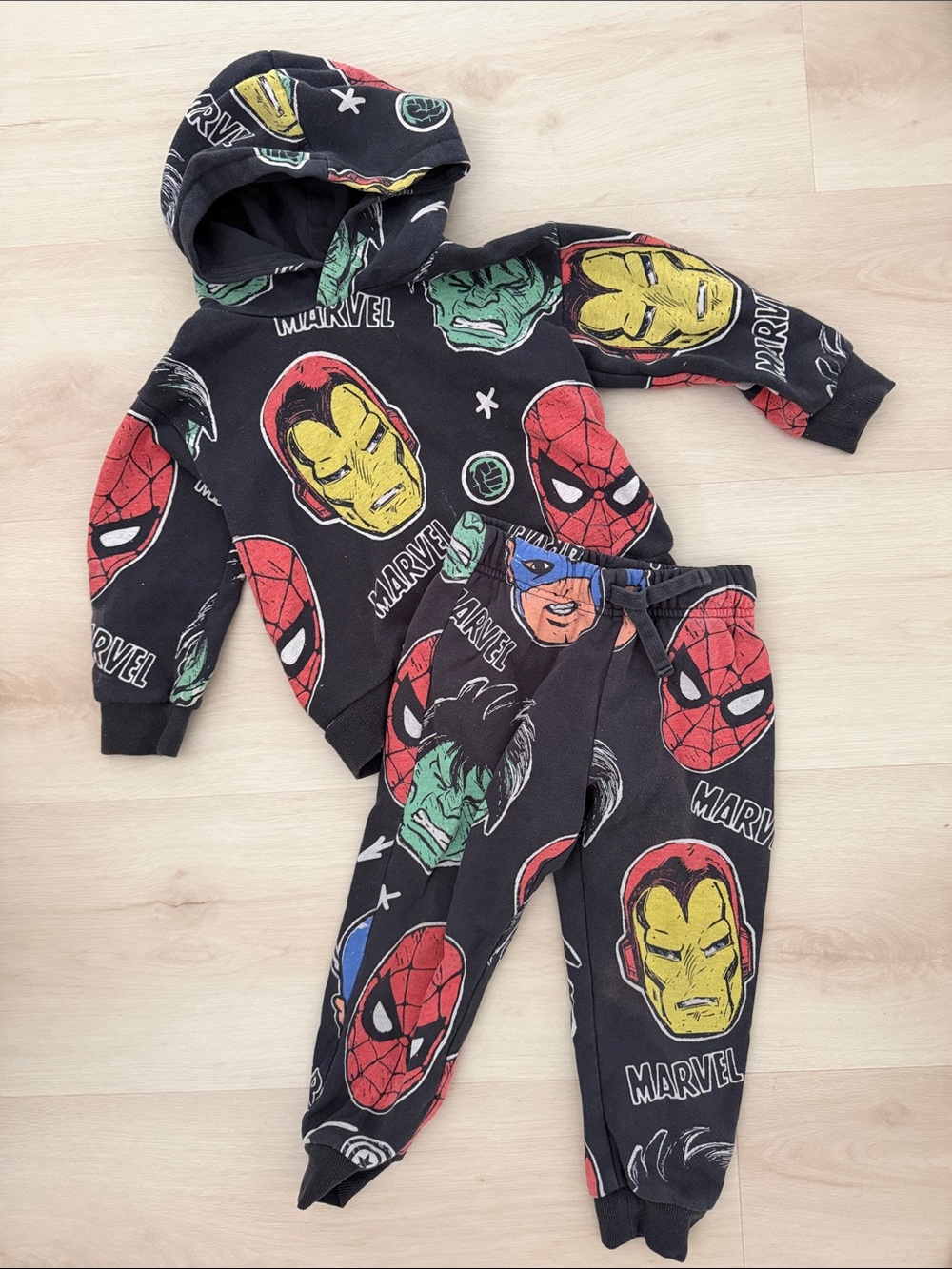 Marvel Kids Black Superhero Hoodie & Jogger Set